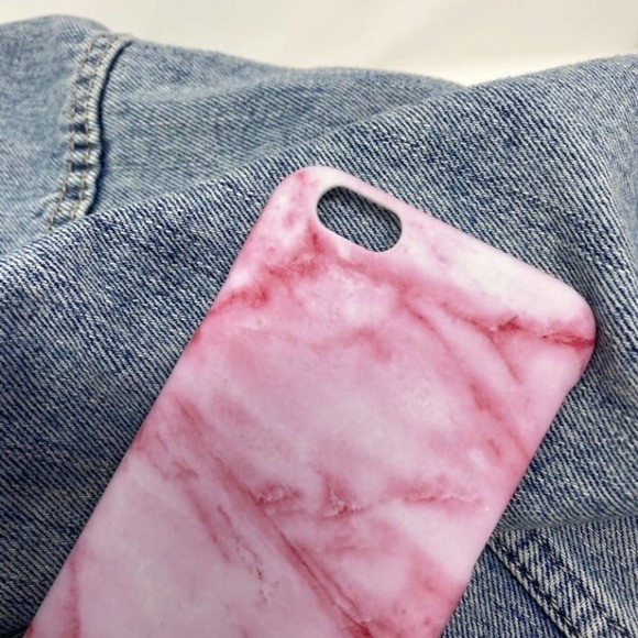 iPhone 7/8 Case Pink White Matte Marble Print Cover - Picture 4 of 7